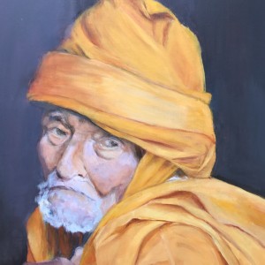 Nepalese oude monnik, 2017, olieverf op doek